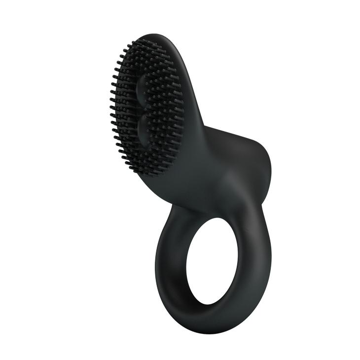 PRETTY LOVE - Cobra, Cock ring,  on-contact vibrator, silicone,  2 LR1130 batteries. Ø:26mm  L:76mm, Black