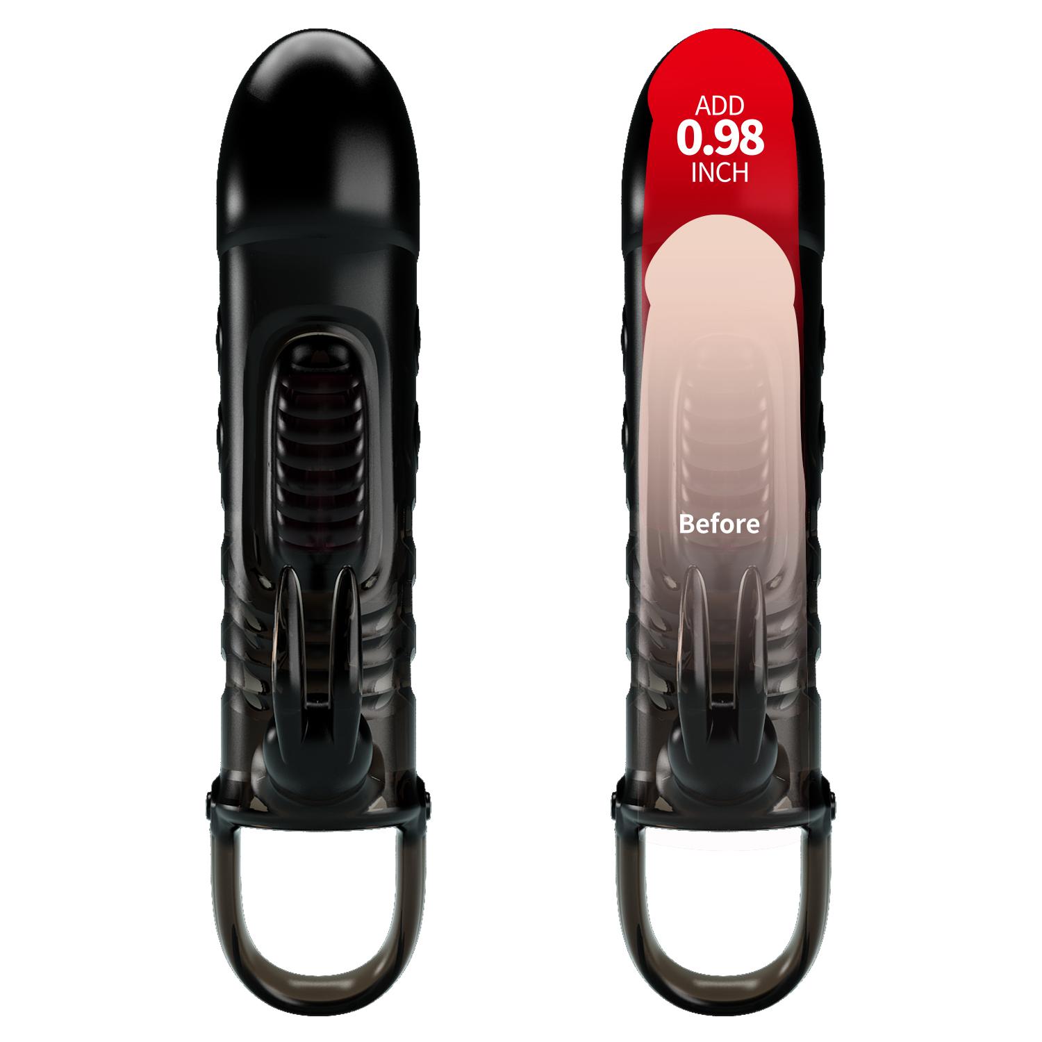 PRETTY LOVE - Sloane, penis sleeve with vibration, Black, 38*187