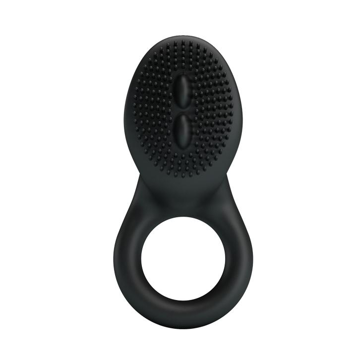 PRETTY LOVE - Cobra, Cock ring,  on-contact vibrator, silicone,  2 LR1130 batteries. Ø:26mm  L:76mm, Black