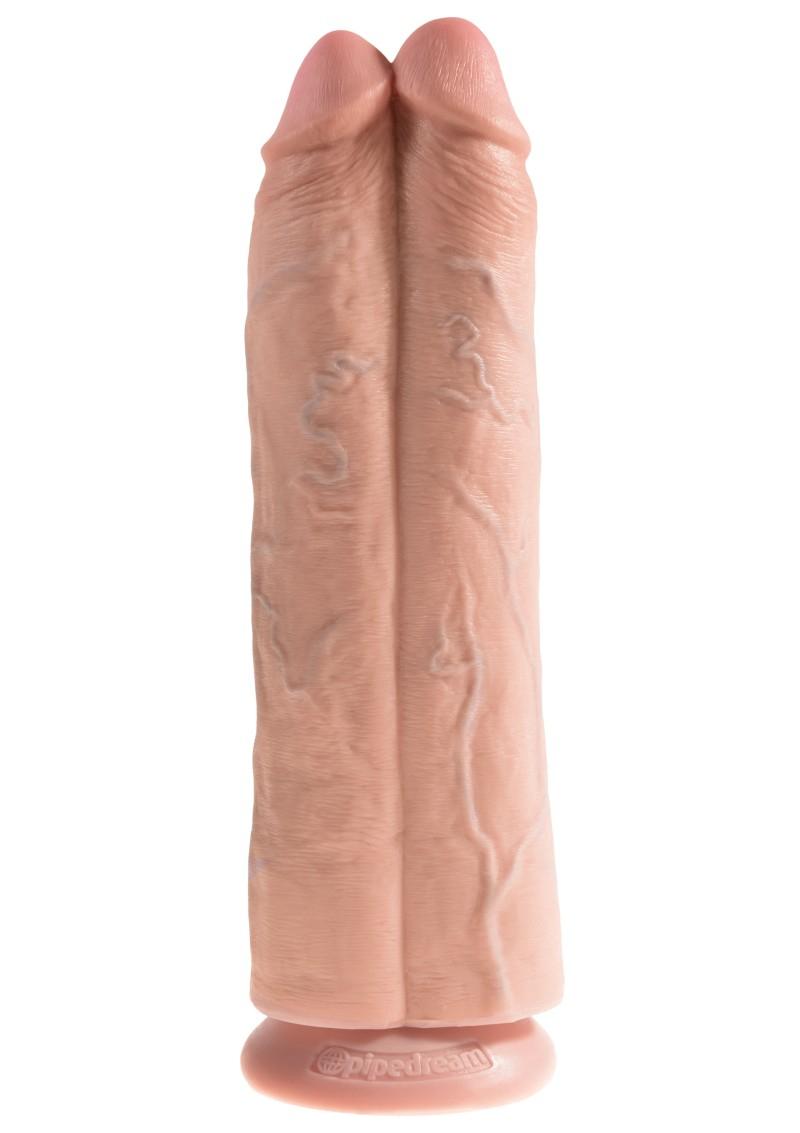 King Cock Two Cocks One Hole Dildo, 28cm, Flesh