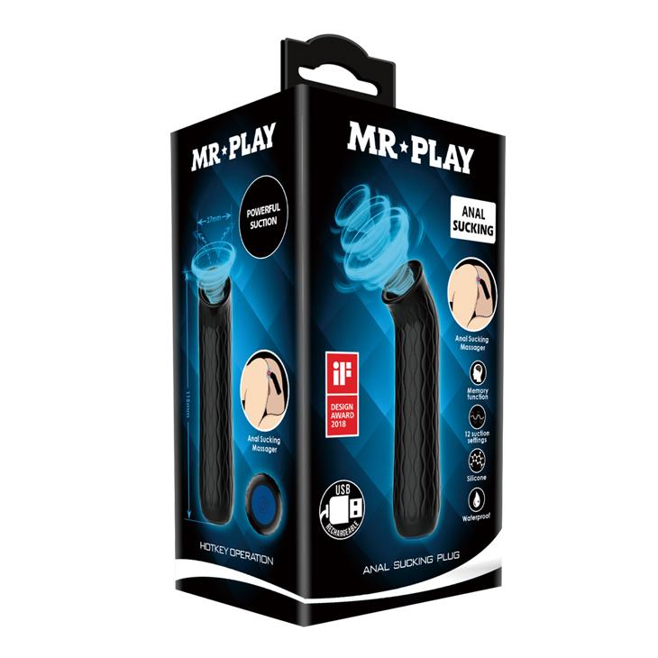 MR PLAY - Anal Sucking Plug, Mini sucting stimulator, 12 functions, Silicone, rechargeable 27-116 MR PLAY - Anal Sucking Plug, Mini sucting stimulator, 12 functions, Silicone, rechargeable 27-116