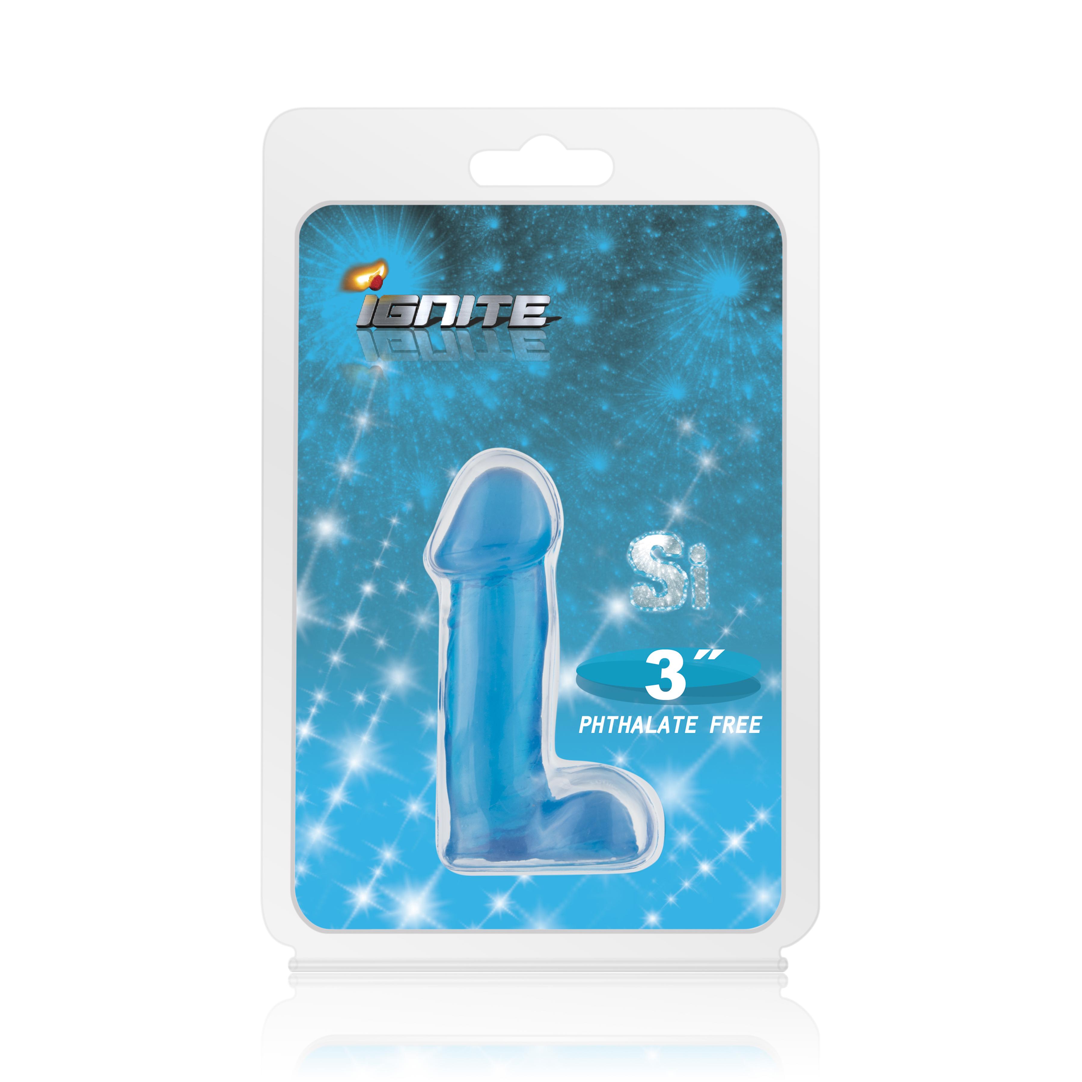 SI IGNITE Cock with Balls Dildo, Blue, 7,50 cm