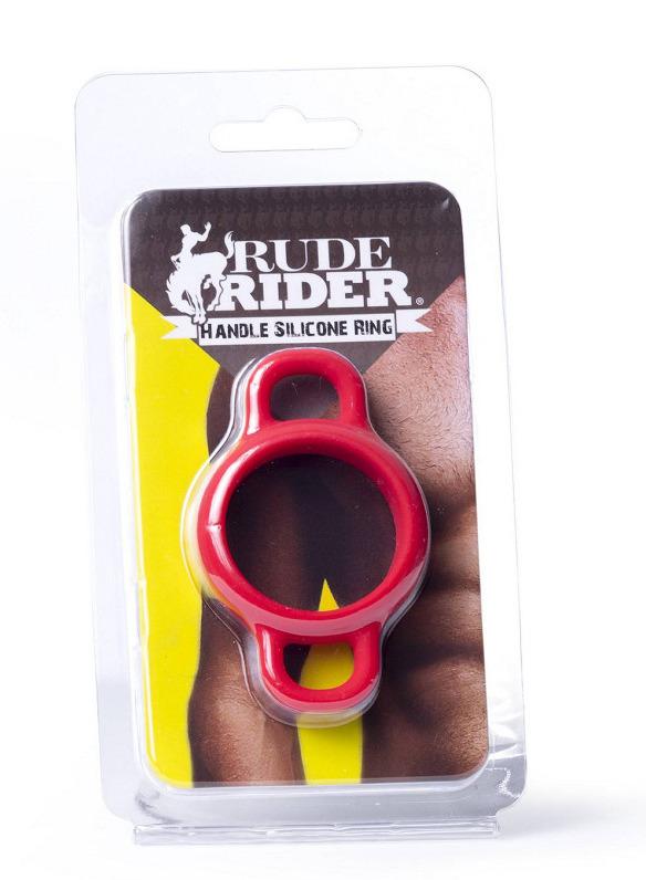 Rude Rider Handle Silicone Cockring, Red, 45 mm