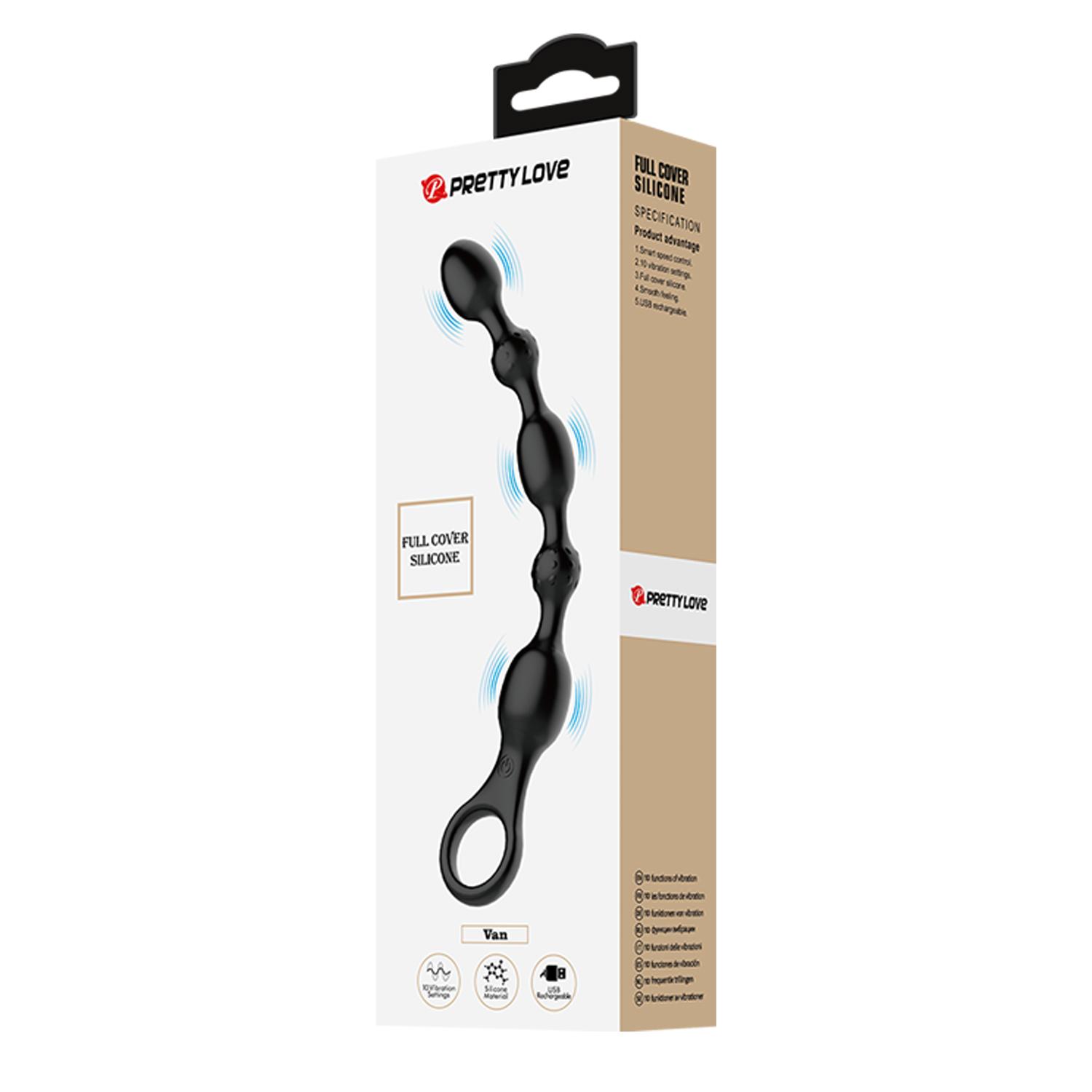 PRETTY LOVE - Van, Fully Silicone Anal Beads, 10 Functions of Vibration, USB rechargeable. 24-248