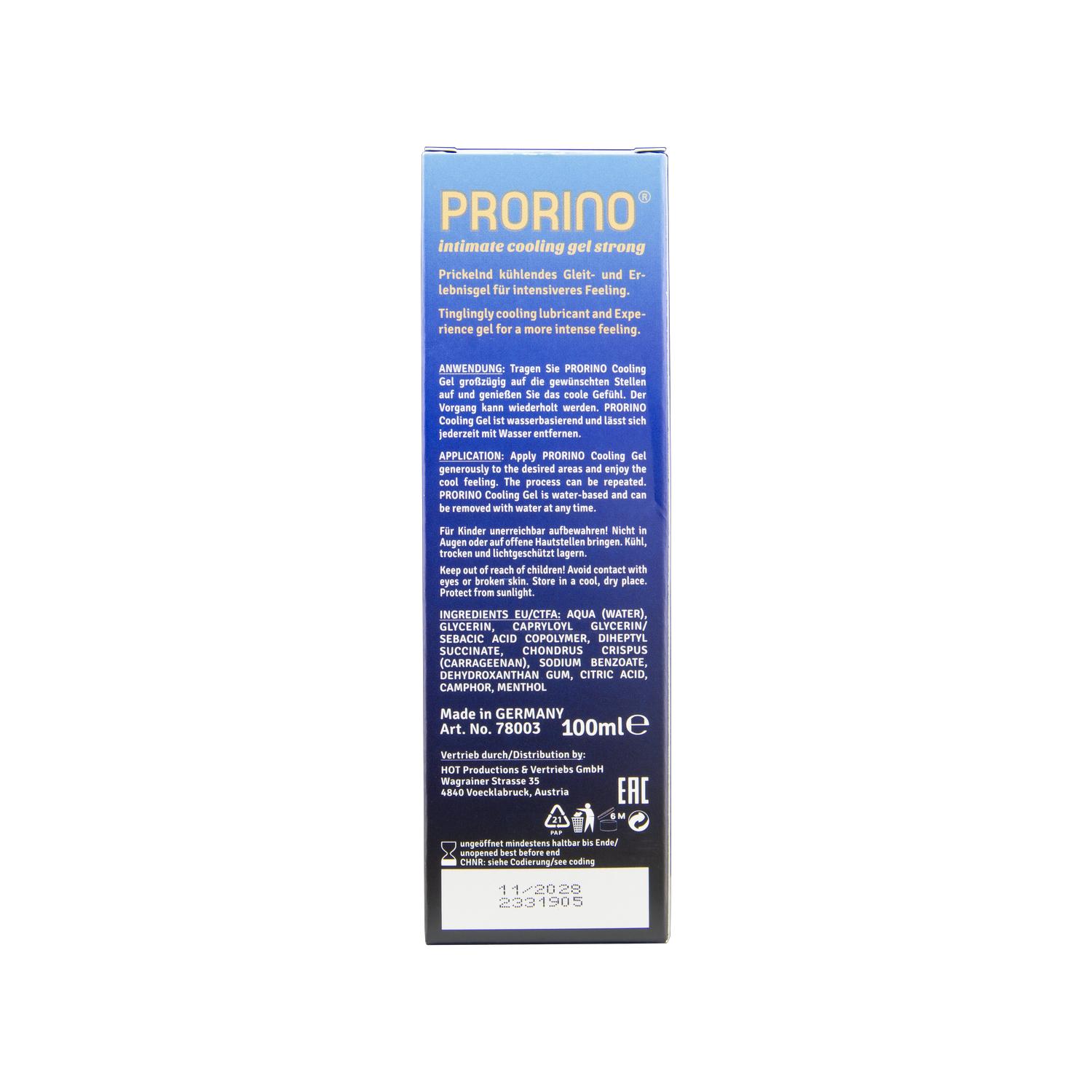 PRORINO Intimate Cooling Gel strong for men, 100ml/3.4fl.oz