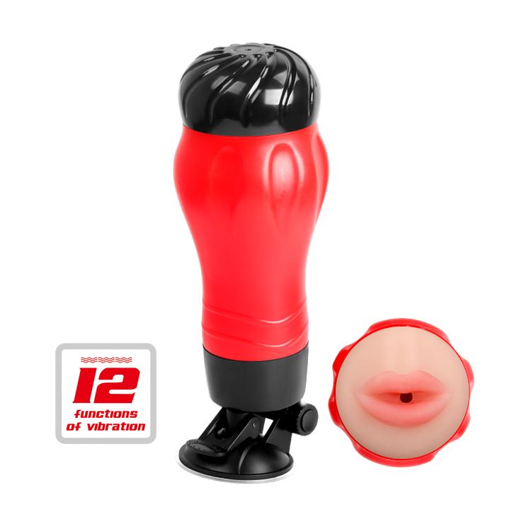 CRAZY BULL - Flora, Men's Stroker,  removable Soft TPR sleeve, 12 function of vibration,  super suction base adopted to multi-angle, 2 AAA Batteries ':100mm   L:283mm