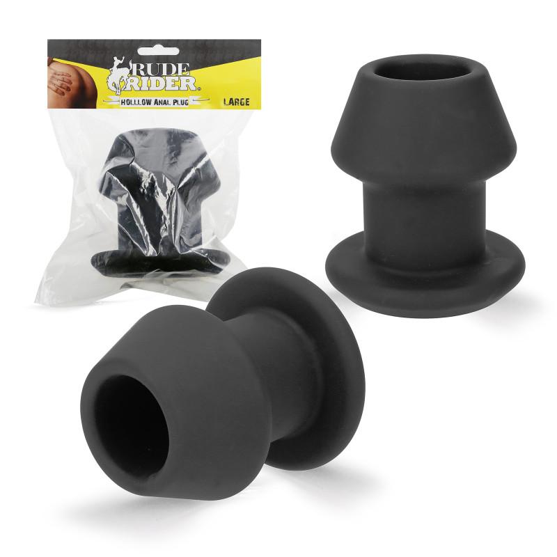 RudeRider Hollow Anal Plug Large Black