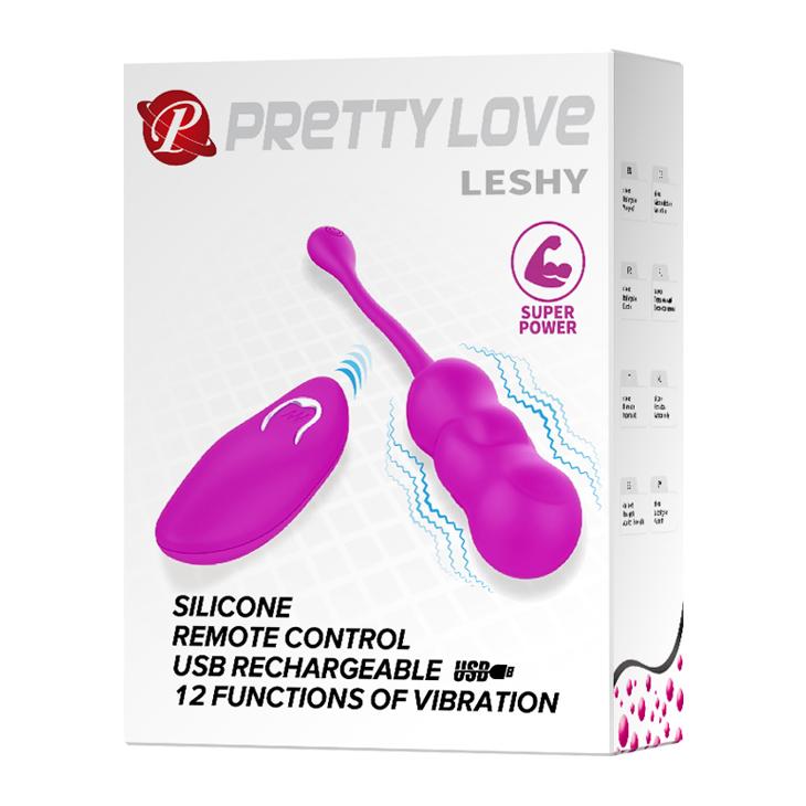 PRETTY LOVE - Leshy, 12 functions of vibration,
wireless remote control,
USB rechargeable,
1 AAA battery,
Silicone, ABS 28*186