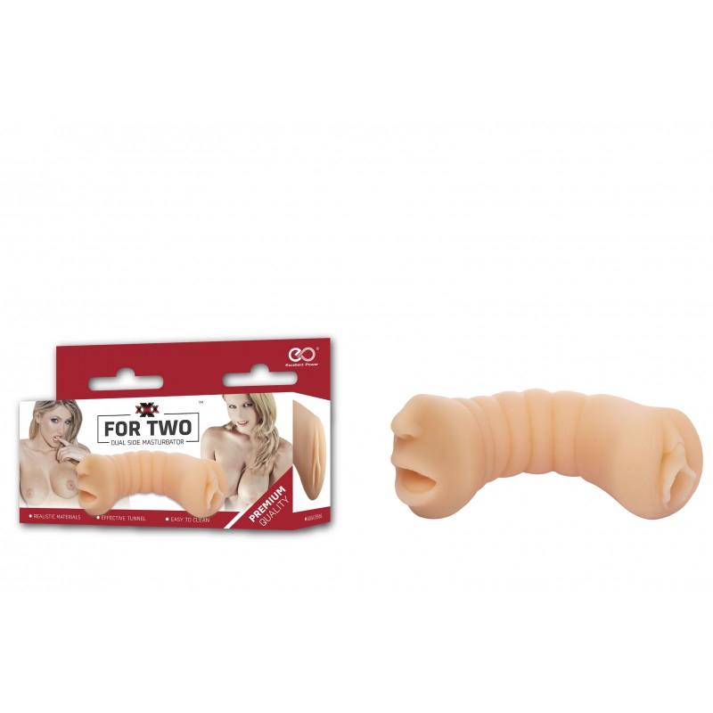 XXX FOR TWO - Dual Side Masturbator Mouth and Vagina, 11cm, Flesh XXX FOR TWO - Dual Side Masturbator Mouth and Vagina, 11cm, Flesh