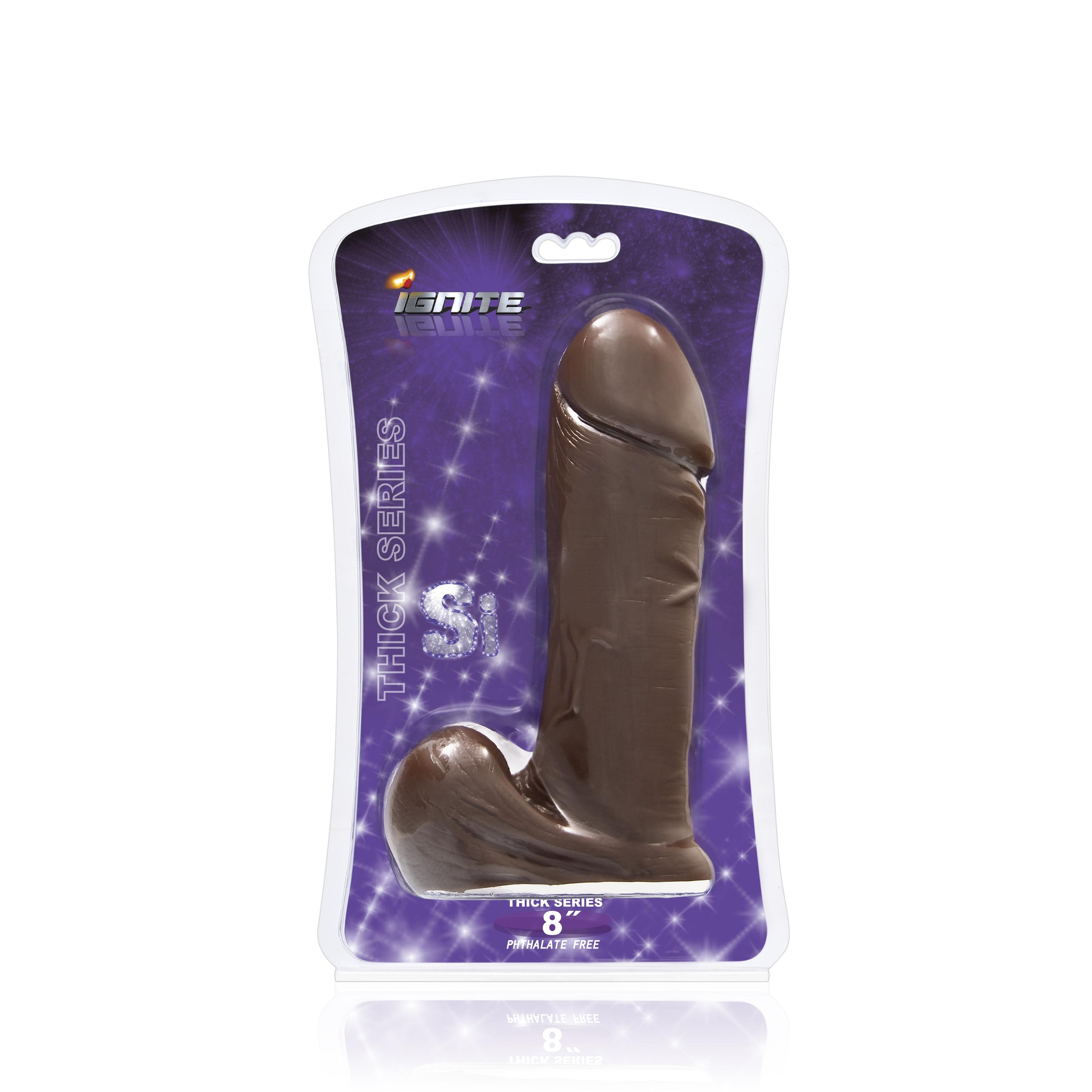SI IGNITE Thick Cock with Balls, Brown, 20 cm SI IGNITE Thick Cock with Balls, Brown, 20 cm