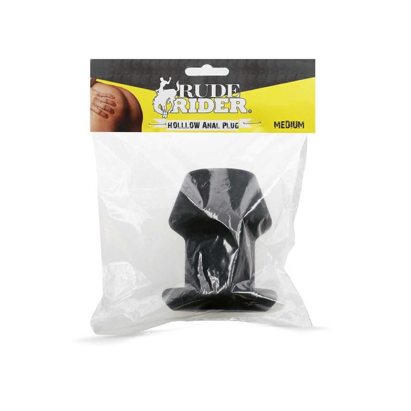 RudeRider Hollow Anal Plug Medium Black