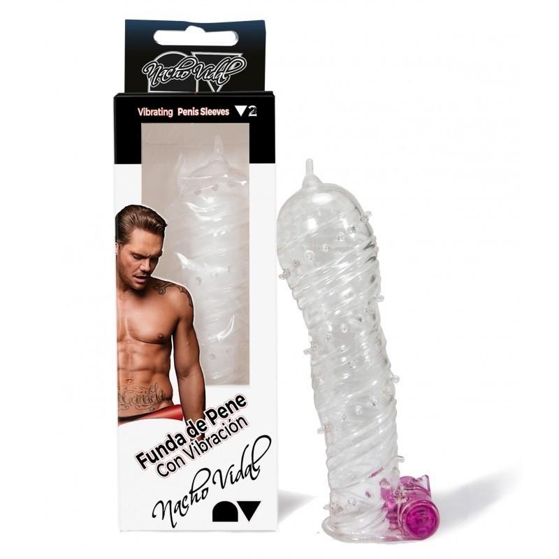 Nacho Vidal Vibrating Penis Sleeve V2, Clear, 14 cm