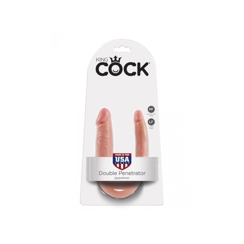 King Cock U-SHAPED SMALL DOUBLE TROUBLE FLESH, 33,5 cm