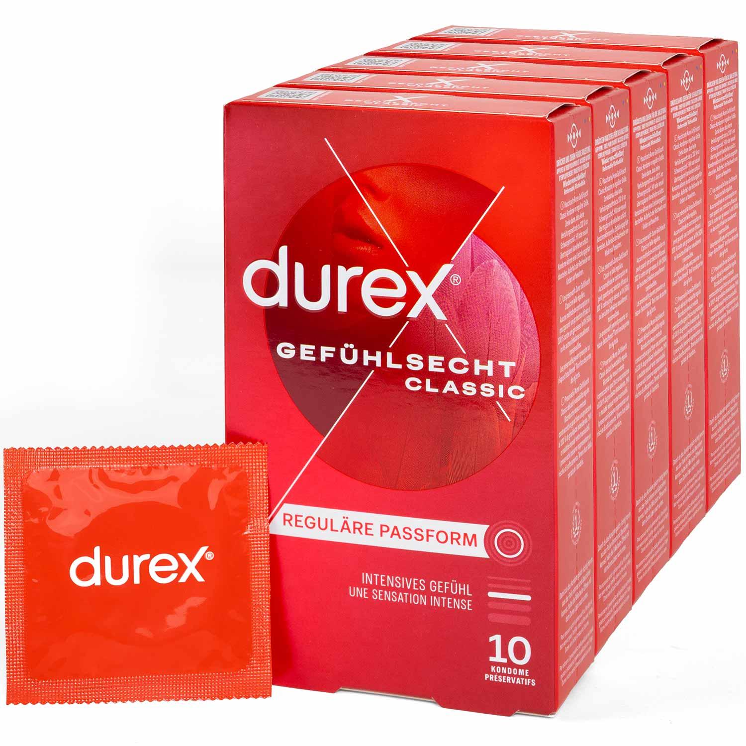 Durex Gefühlsecht Classic Condoms 10pcs, with Reservoir, Ø 56mm, 195mm Durex Gefühlsecht Classic Condoms 10pcs, with Reservoir, Ø 56mm, 195mm