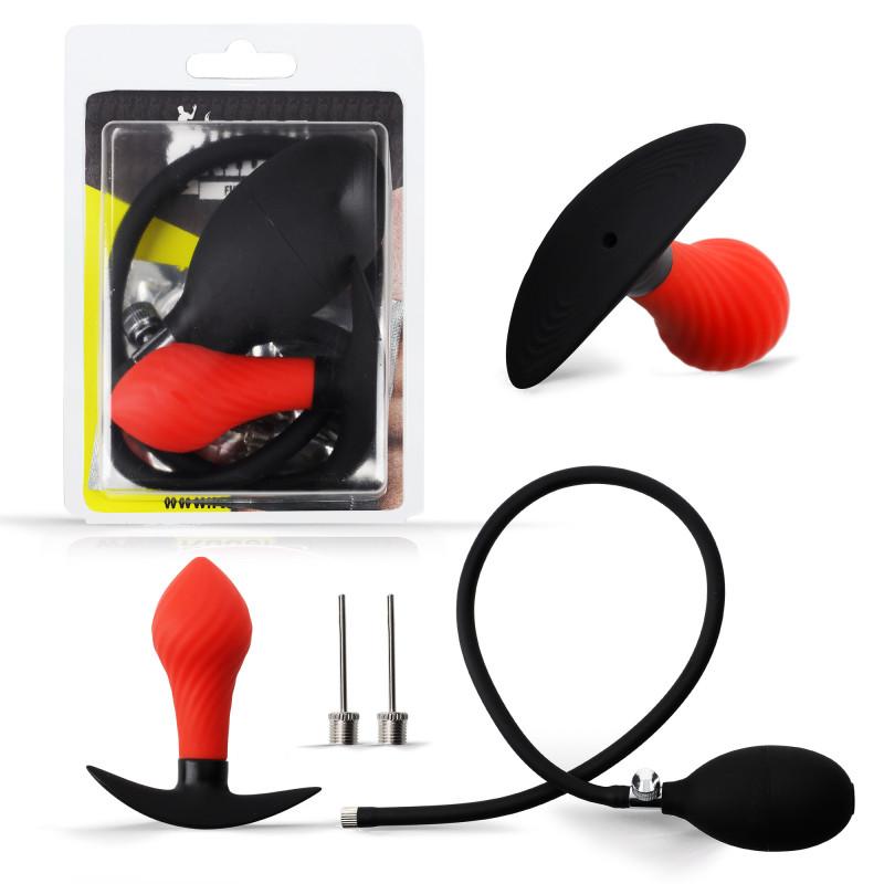 RudeRider Inflatable Butt Plug Black/Red with Steel Ball inside RudeRider Inflatable Butt Plug Black/Red with Steel Ball inside