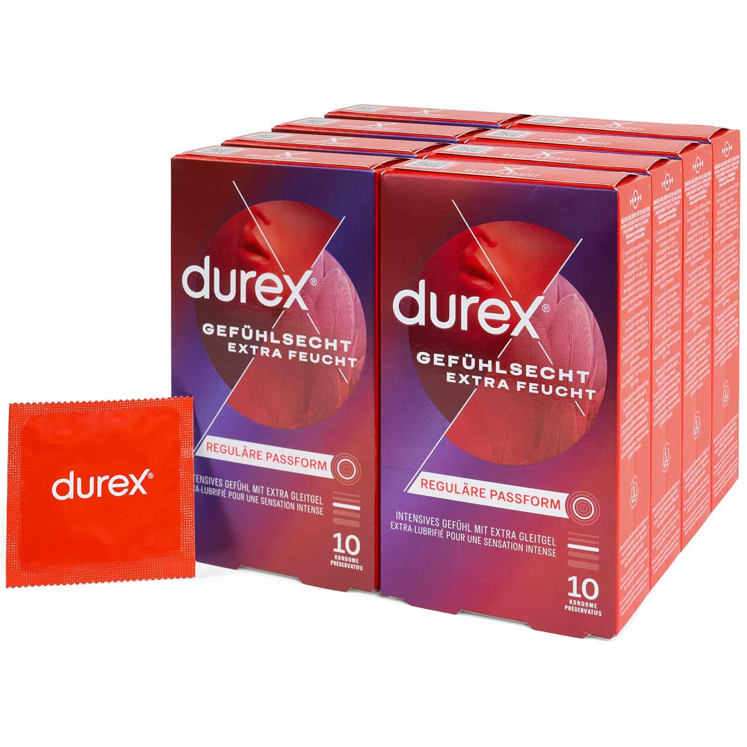 Durex Gefühlsecht Extra Feucht Condoms 10pcs, with Reservoir, Extra Lubrication, Ø 56mm, 195mm Durex Gefühlsecht Extra Feucht Condoms 10pcs, with Reservoir, Extra Lubrication, Ø 56mm, 195mm