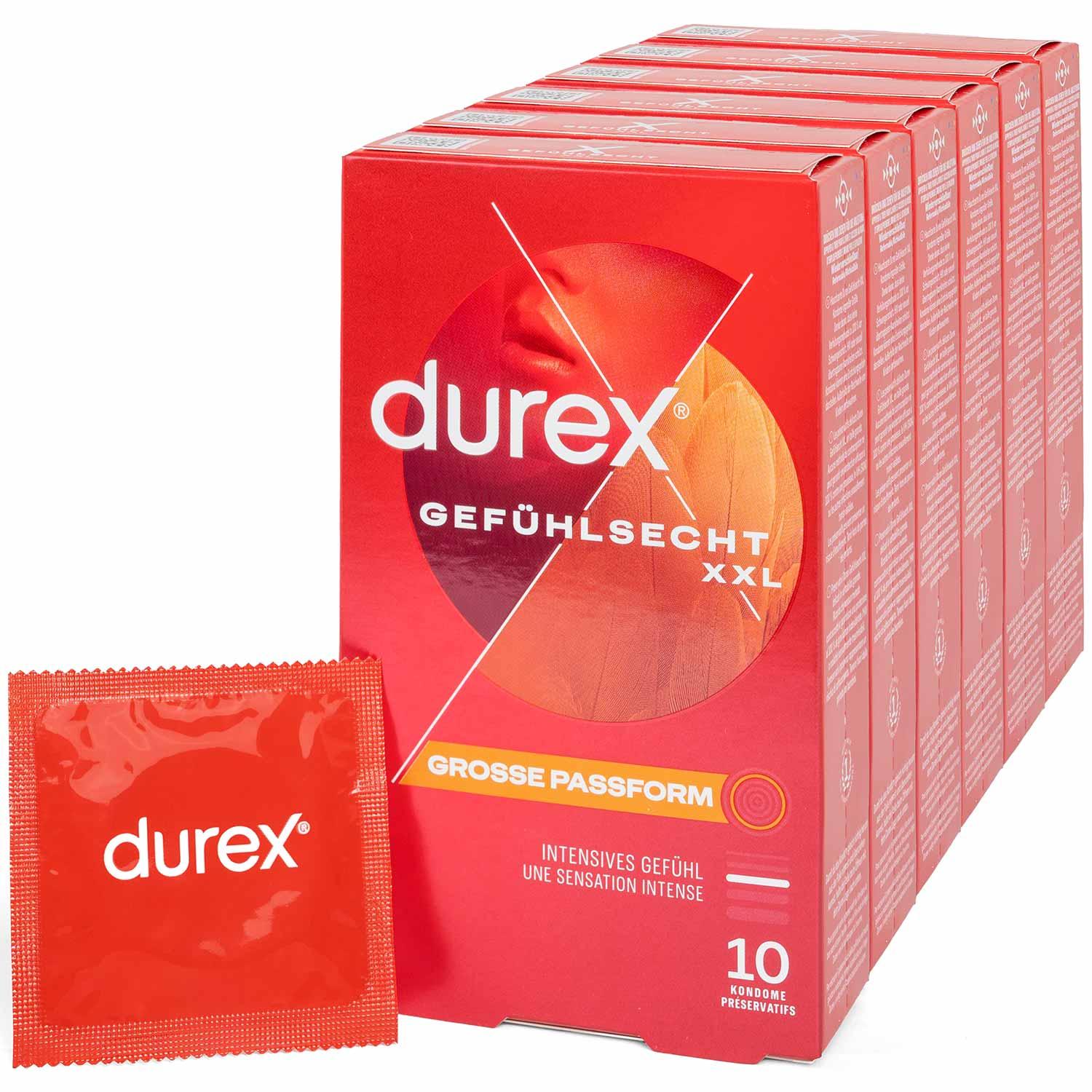 Durex Gefühlsecht XXL Condoms 10pcs, with Reservoir, Ø 60mm, 220mm