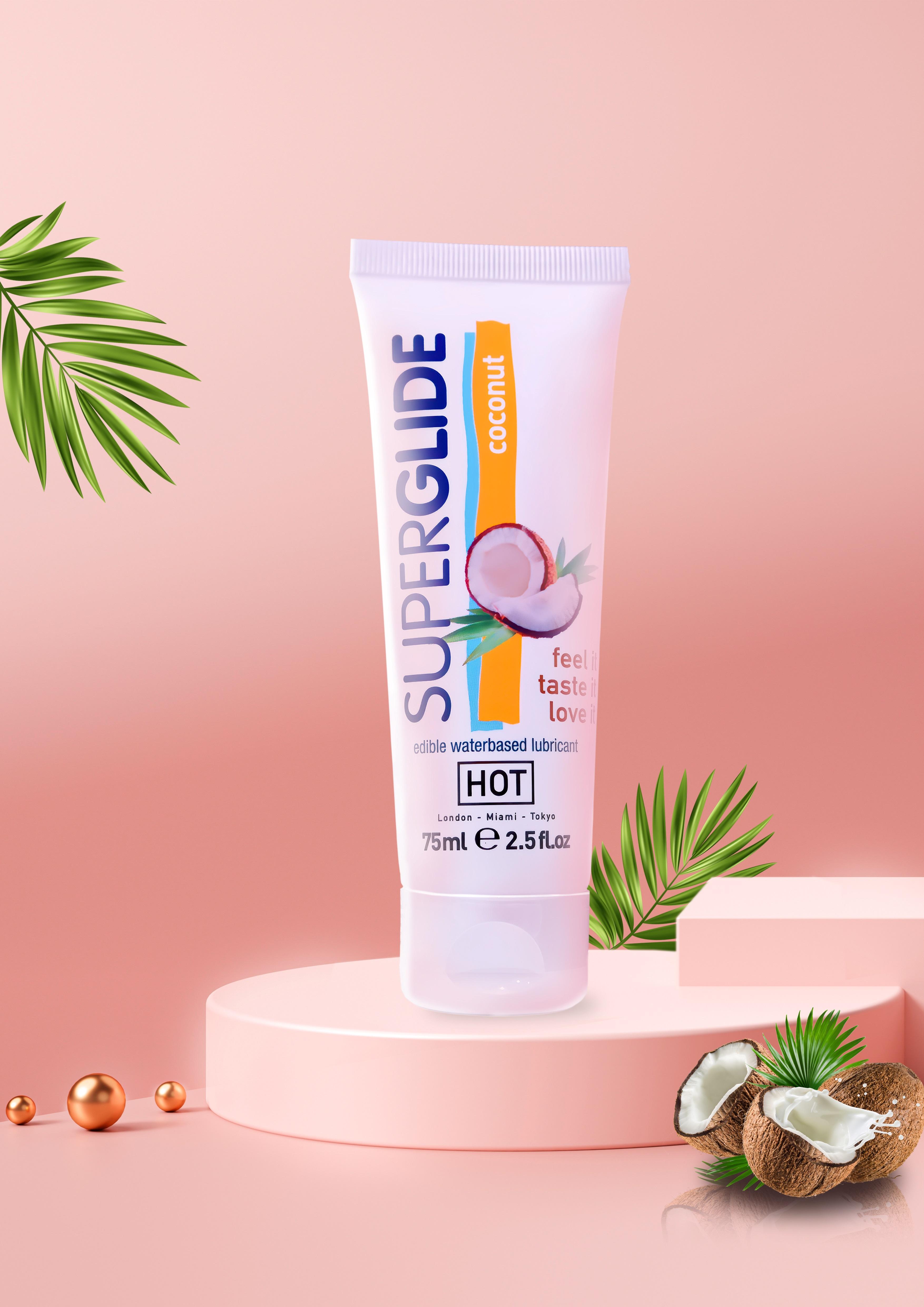 HOT SUPERGLIDE EDIBLE coconut, 75ml/2.5fl.oz