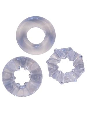 RudeRider Soft Cock Ring Clear (3-Ring-Set)