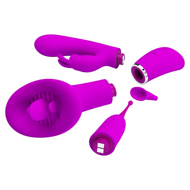 PRETTY LOVE - Thrill Kit, 1 Premium Base and 4 versatile attachments,12 intense functions of plusing and vibration,USB  rechargeable. 