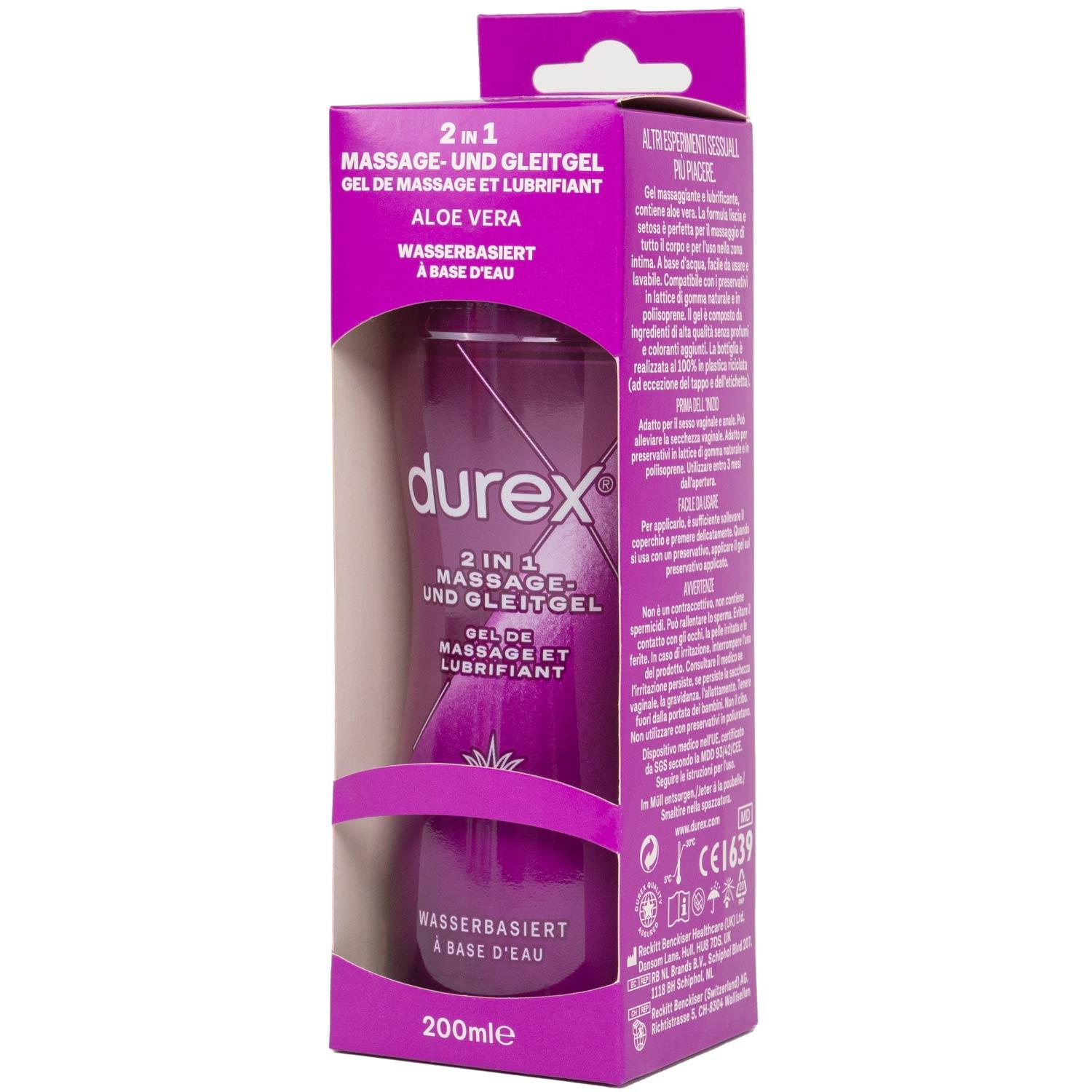 Durex 2 in 1, Massage & Lubricant with Aloe Vera, Water Based, 200 ml