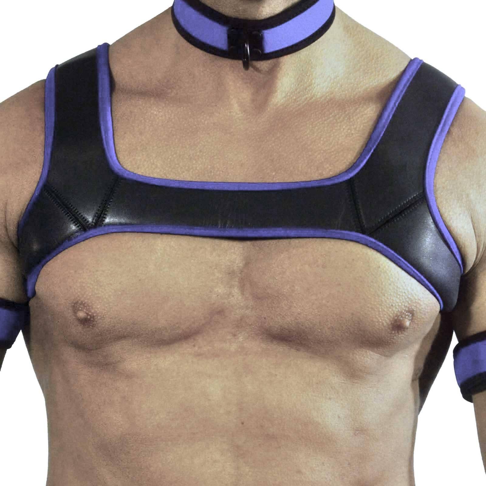 RudeRider Neoprene Harness Black/Purple, L size