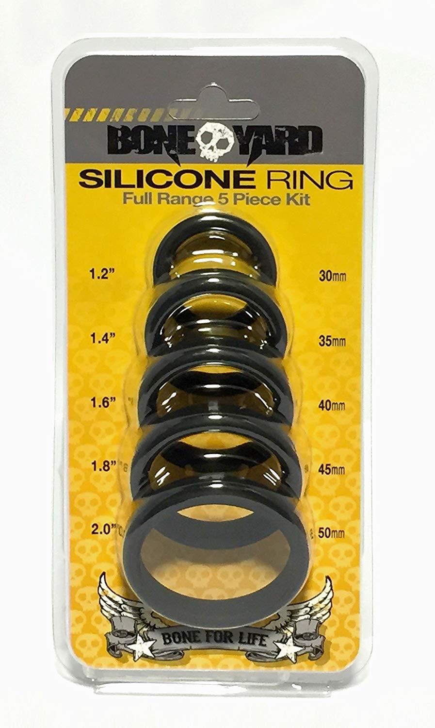 Boneyard Silicone Cockrings, 5-Pcs-Kit, Black, ¯ 50 mm