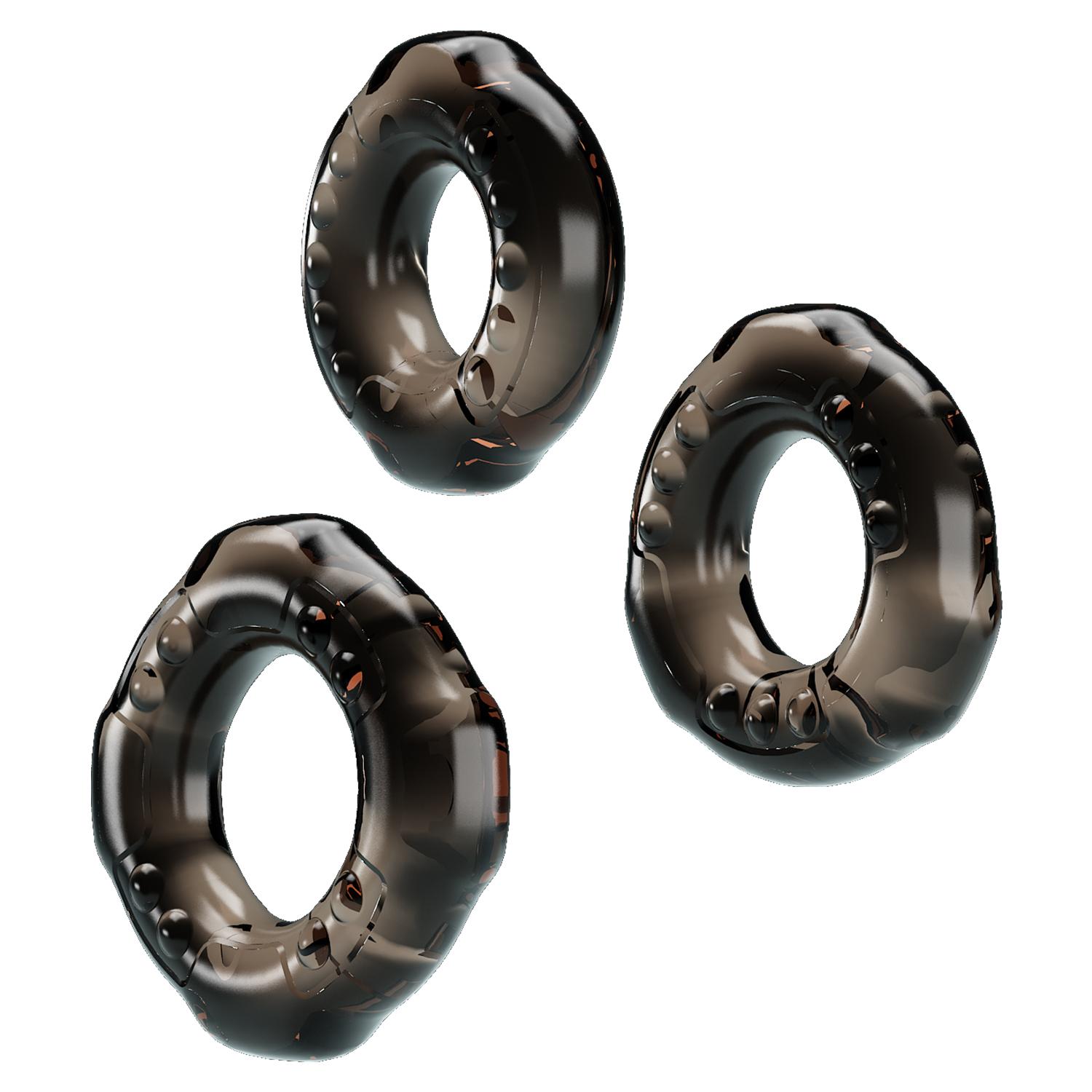 BAILE - Cock Ring, COMBO RING SET, 3 different size of Rings in one, TPR material 38,39,44