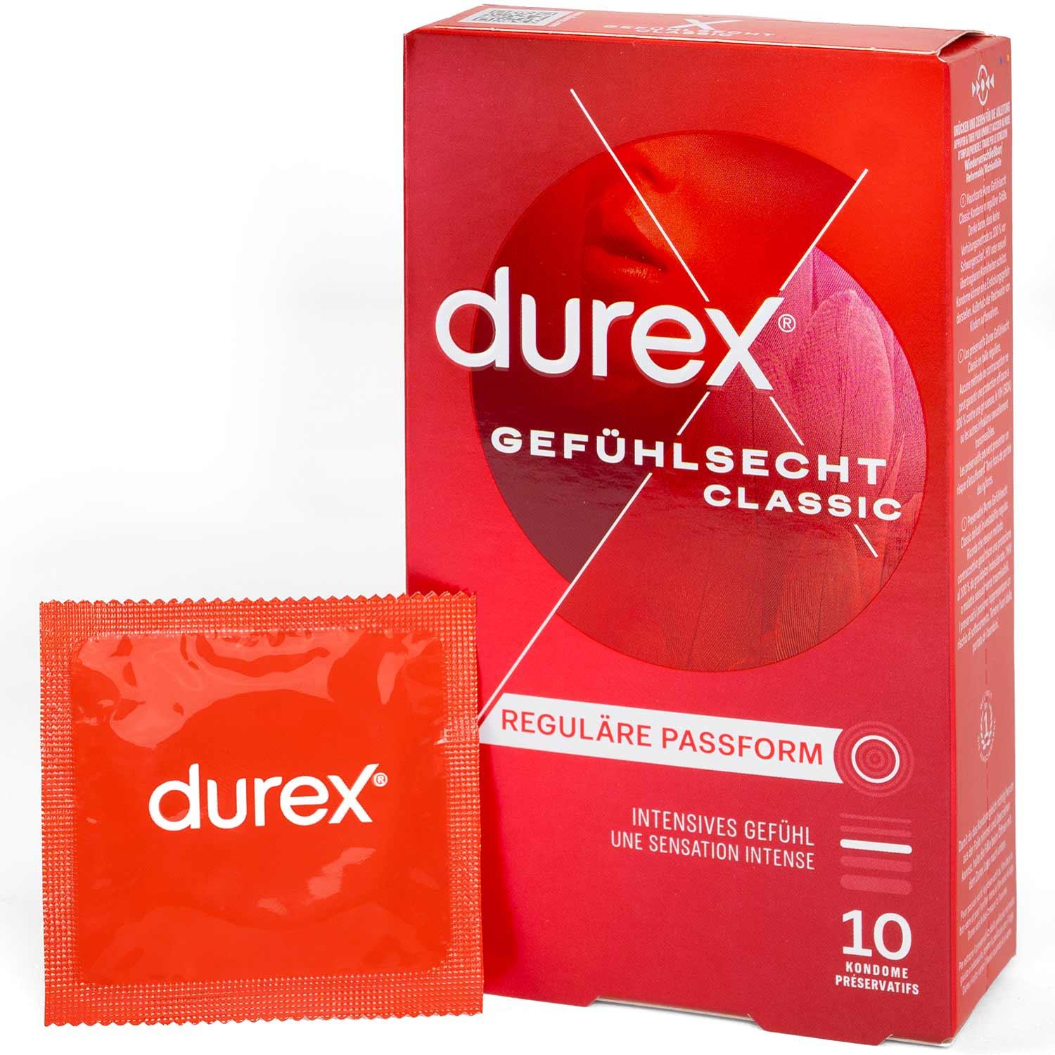 Durex Gefühlsecht Classic Condoms 10pcs, with Reservoir, Ø 56mm, 195mm Durex Gefühlsecht Classic Condoms 10pcs, with Reservoir, Ø 56mm, 195mm