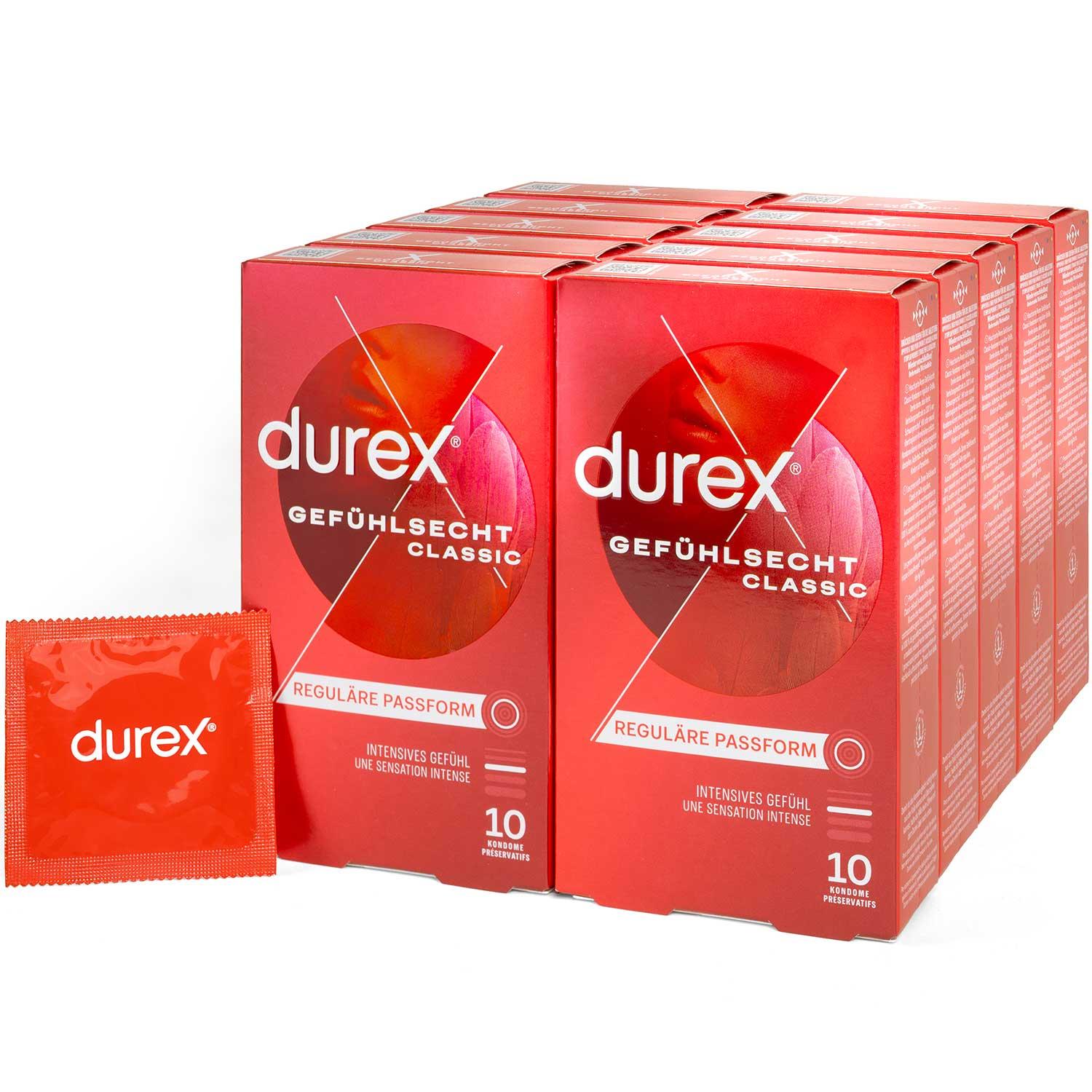 Durex Gefühlsecht Classic Condoms 10pcs, with Reservoir, Ø 56mm, 195mm Durex Gefühlsecht Classic Condoms 10pcs, with Reservoir, Ø 56mm, 195mm