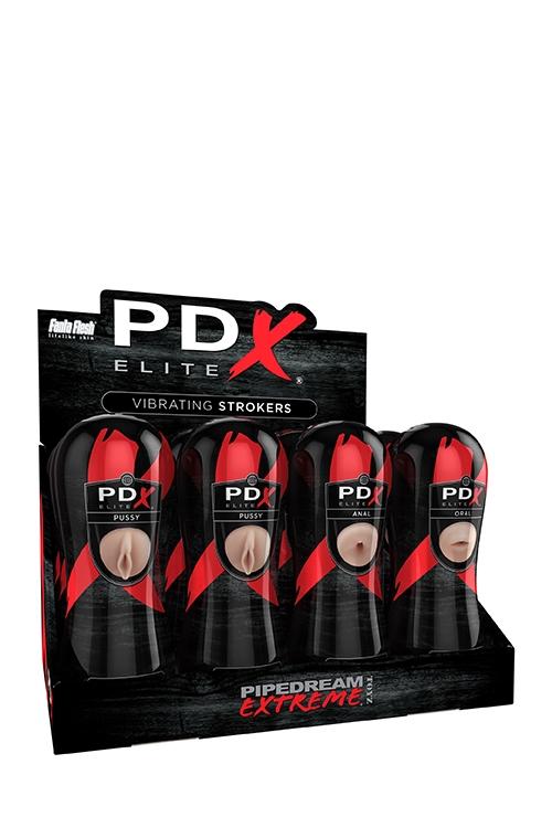 PDX Elite Vibrating Stroker, Masturbators, 12pc Display