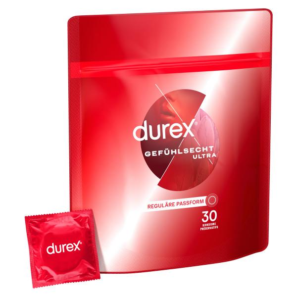 Durex Gefühlsecht Ultra, Condoms 30pcs, with Reservoir, Ultra Thin, Ø 54 mm