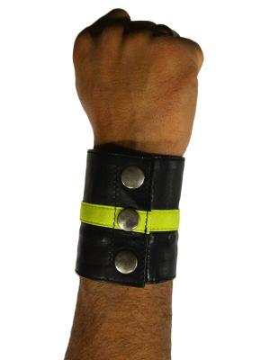 RudeRider Wrist Wallet Leather Black/Yellow, XL size