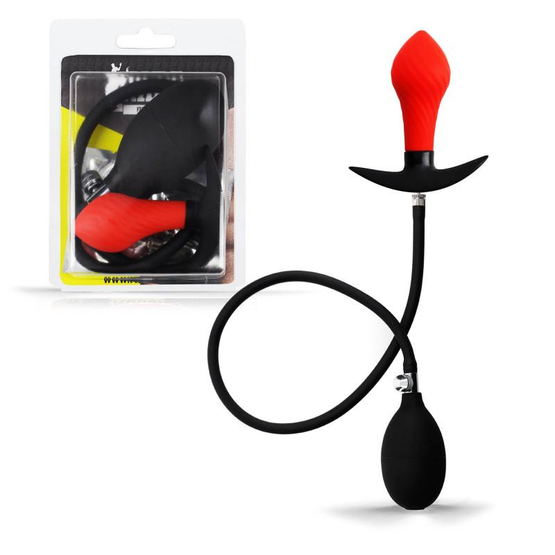 RudeRider Inflatable Butt Plug Black/Red with Steel Ball inside RudeRider Inflatable Butt Plug Black/Red with Steel Ball inside