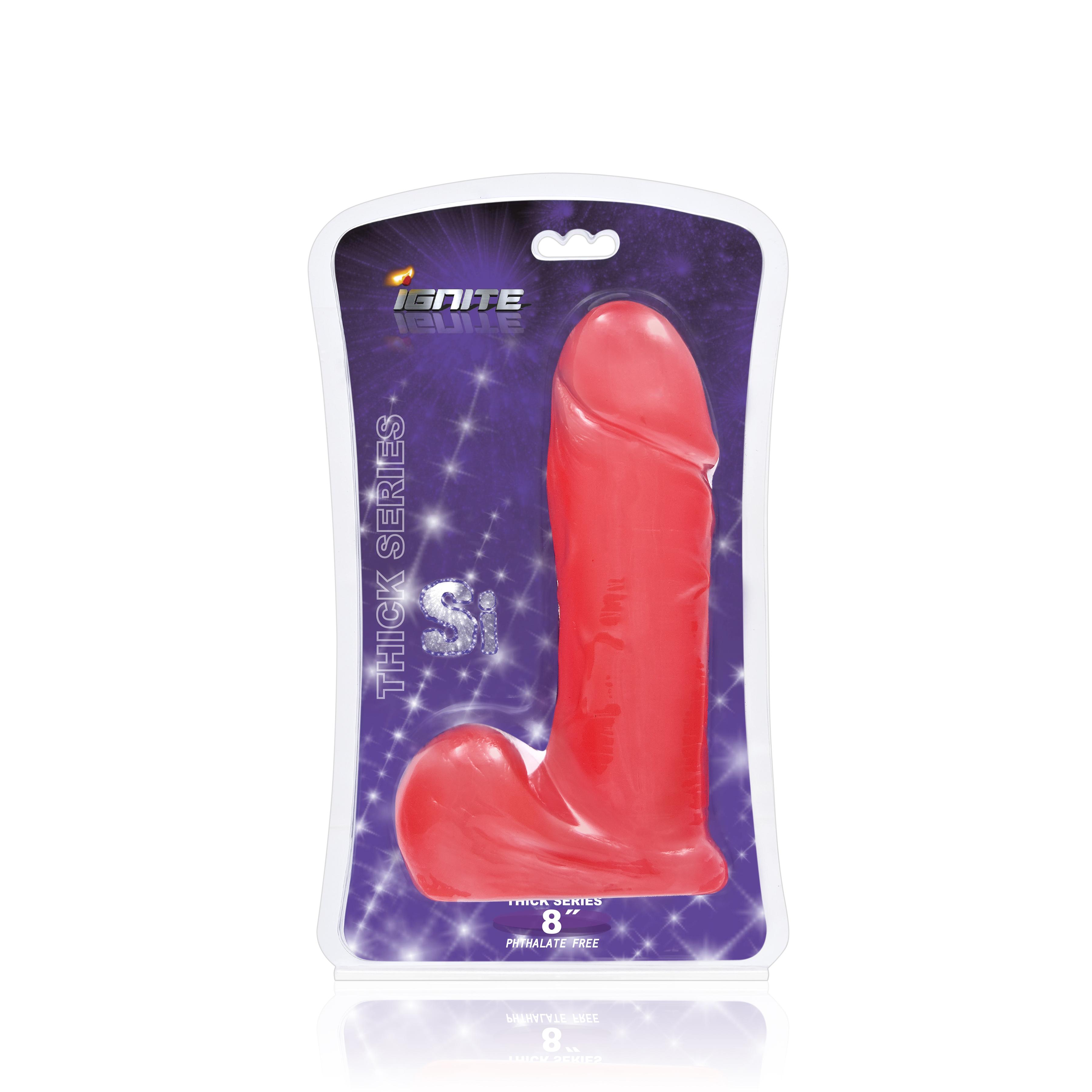 SI IGNITE Thick Cock with Balls, Red, 20 cm SI IGNITE Thick Cock with Balls, Red, 20 cm