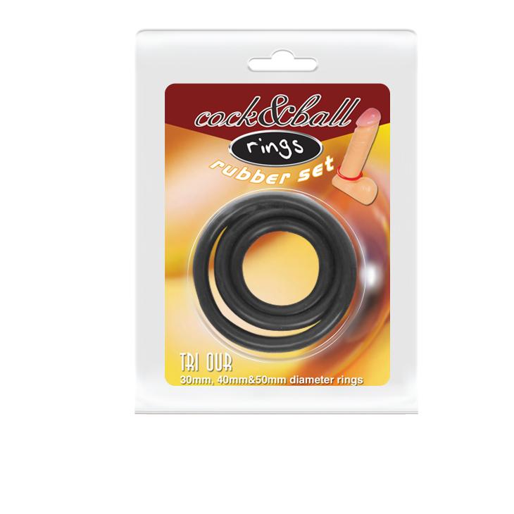 BAILE - Rubber Set, Cock Ring Stimulate Rubber Material Availabel color: Black '28mm
'38mm
'48mm