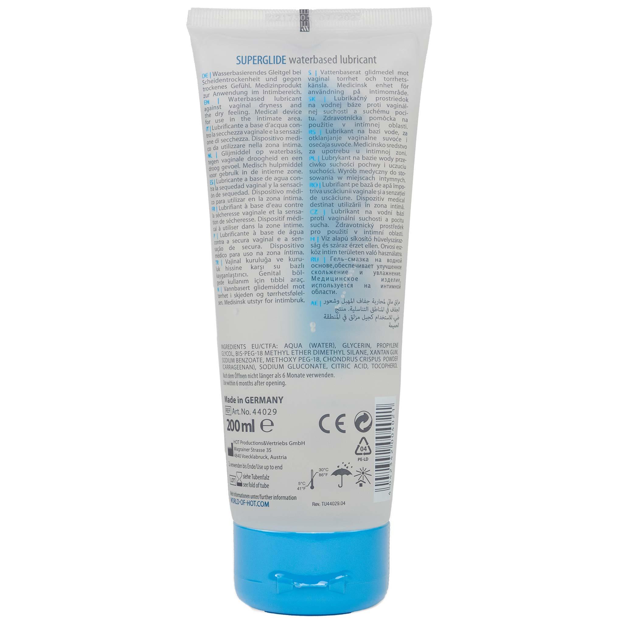 HOT SUPERGLIDE waterbased lubricant, 200ml/6.8fl.oz