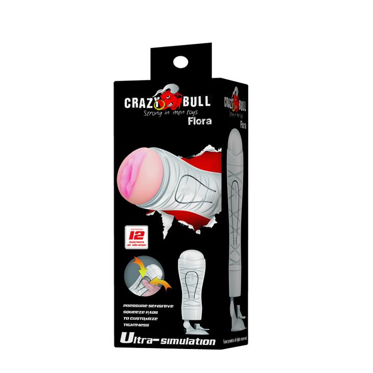 CRAZY BULL - Flora, 12 Functions of vibration, Squeeze pad, Tighten, Sucker, TPR Material(pussy), supper suction base adopted to multi-angle, rechargeable ':90mm   L:283mm