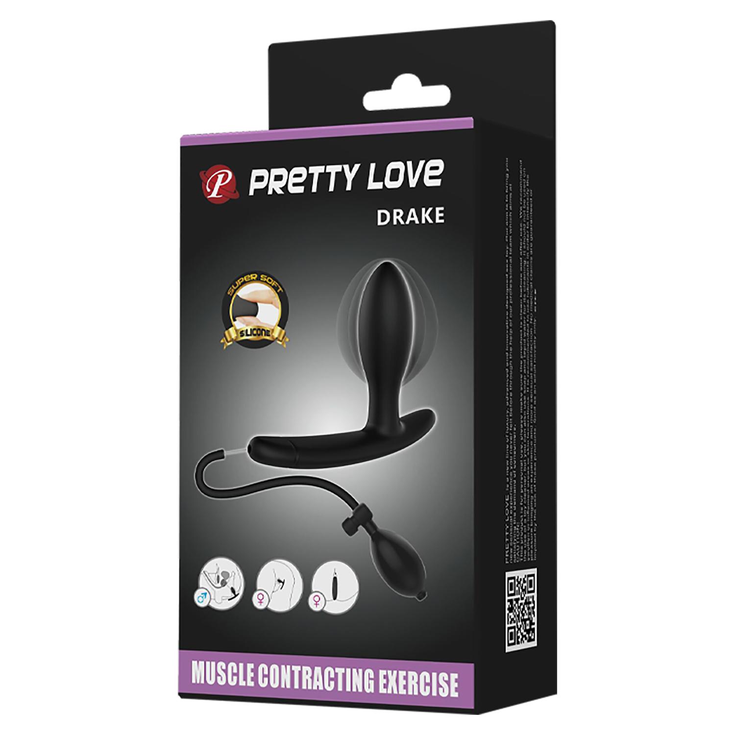 PRETTY LOVE - Drake, Silicone inflateable anal plug, 
solid inner ball 25*78