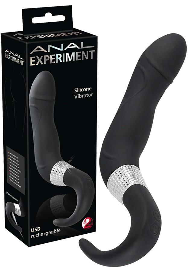 Anal Experiment Silicone Vibrator, 23,5 cm, Black